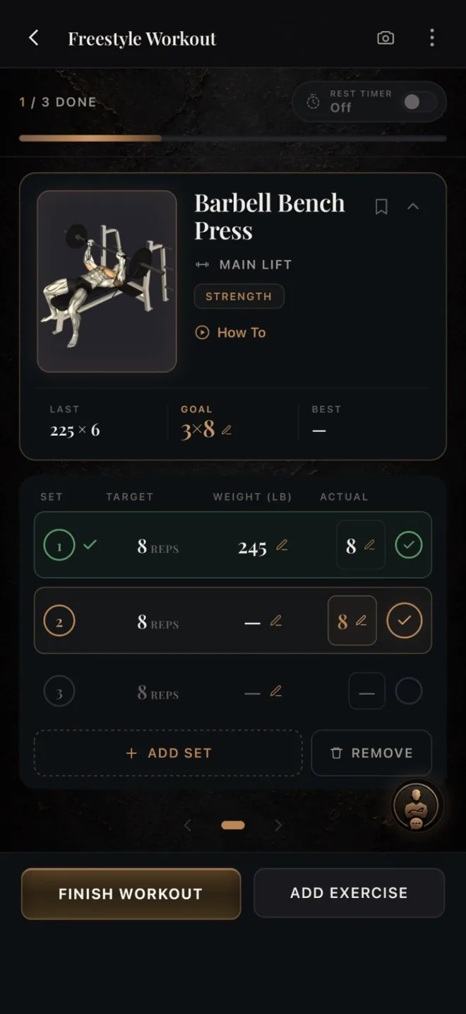 Training screen